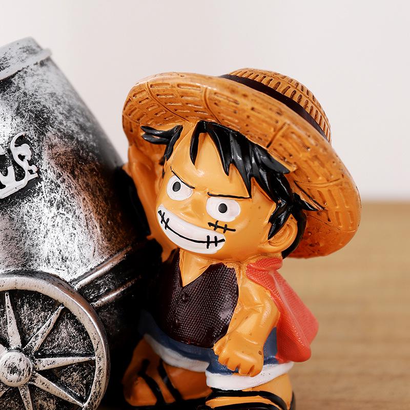 Japanese-Style Luffy Resin Pencil Holder - Cartoon Student Gift & Office Desk Ornament