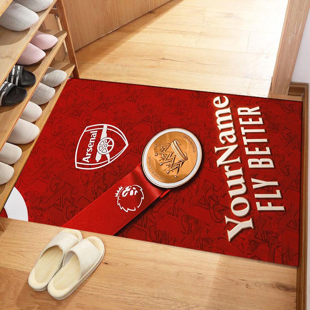 Arsenal Customize Text Floor Mat Suitable for Kitchen Foyer Dining Room Decorate room Anti-slip Rug Decorate Offices Perfect Gift for Friends & Family
