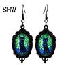 Versatile Dark Style Daily Wear Accessories 1 Pair Halloween Gothic Black Cat Earrings for Women, Vintage Jewelry with Skull Bat Patterns Punk Dangle