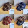 Retro Checkered Beret With Sunshade And Ventilation For Casual Outdoor Use