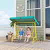 2-Seater Kids Hollywood Swing with Adjustable Canopy, Safety Belt for 3-6 Years up to 60 kg 112x75x120cm Green