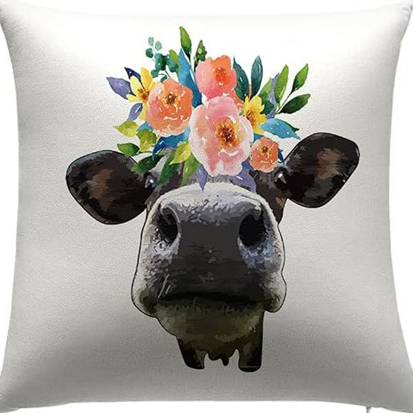 New Creative Cartoon Farmhouse Cow Animal Pillow Case Home Decoration Living Room Car Cushion