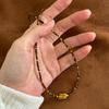 Vintage Maillard Tiger's Eye Beaded Necklace Women's Non-Fading Premium Sense Stacked Clavicle Chain Niche Pendant