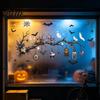 Thickened PVC Halloween Graphics 2 Sheets Window Stickers Bat Spider Web Static Cling Decals Dark Style Haunted House Decor Ghost Pumpkin Waterproof