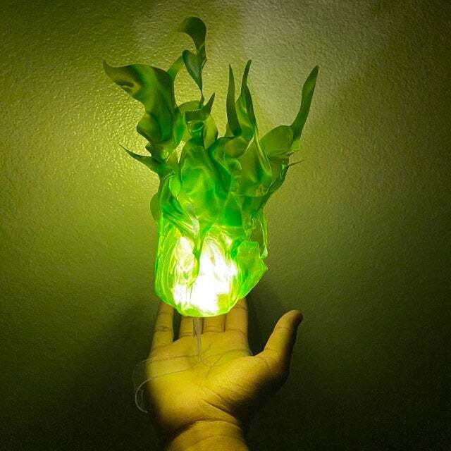 

Halloween Decor Props Simulation Floating Fireball Lamp Artificial Fire Flame Atmosphere Light For Cosplay Role Play Party зелёный
