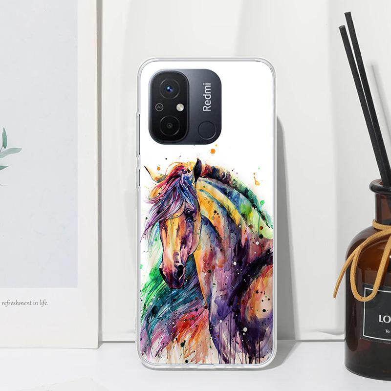 Animal Oil Painting Horse Phone Case For Xiaomi Redmi 14C 13 13C 12 12C 10 10A 10C 9 9A 9C 9T 8 8A 7 7A 6A 6 Pro K80 K70 K60 K40