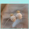 Pineapple Alloy Stud Earrings With Pearl Accents For Casual Style And Gift