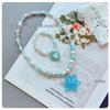 Ensemble collier et bracelet sirène bicolore avec pendentif flocon de neige - Bijoux de princesse pour filles