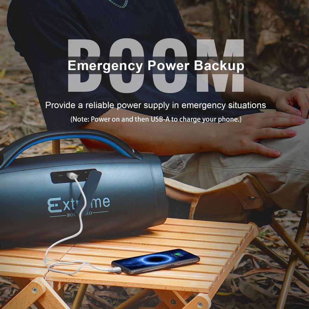 DOSS Extreme Boom Pro Bluetooth High 46 Hours IPX6 Enhanced Passive Ideal for TWS Shoulder Strap Included Speaker, Wireless, 100W, Volume, Playback,