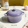 Gradient Ceramic Underglaze Stew Pot with Lid - Double Ear Bowl for Soup, Stews, or Steamed Eggs