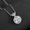 Crown Top Floating Round Cubic Zirconia Full Halo Pendant Korean Style Women Clavicle Necklace