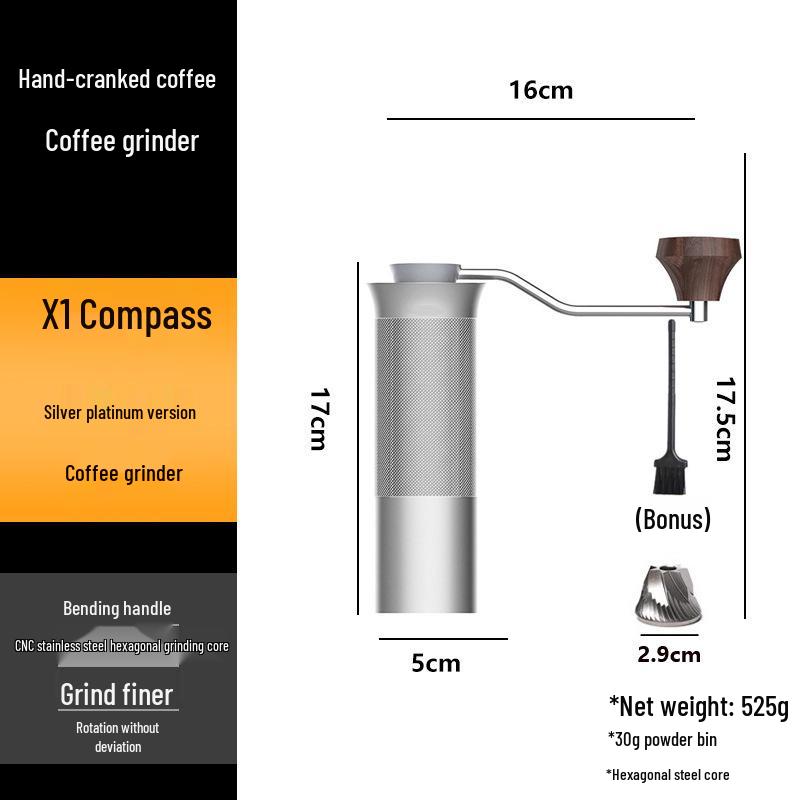 Stainless Steel Hand-Crank Coffee Grinder - Portable and In Stock