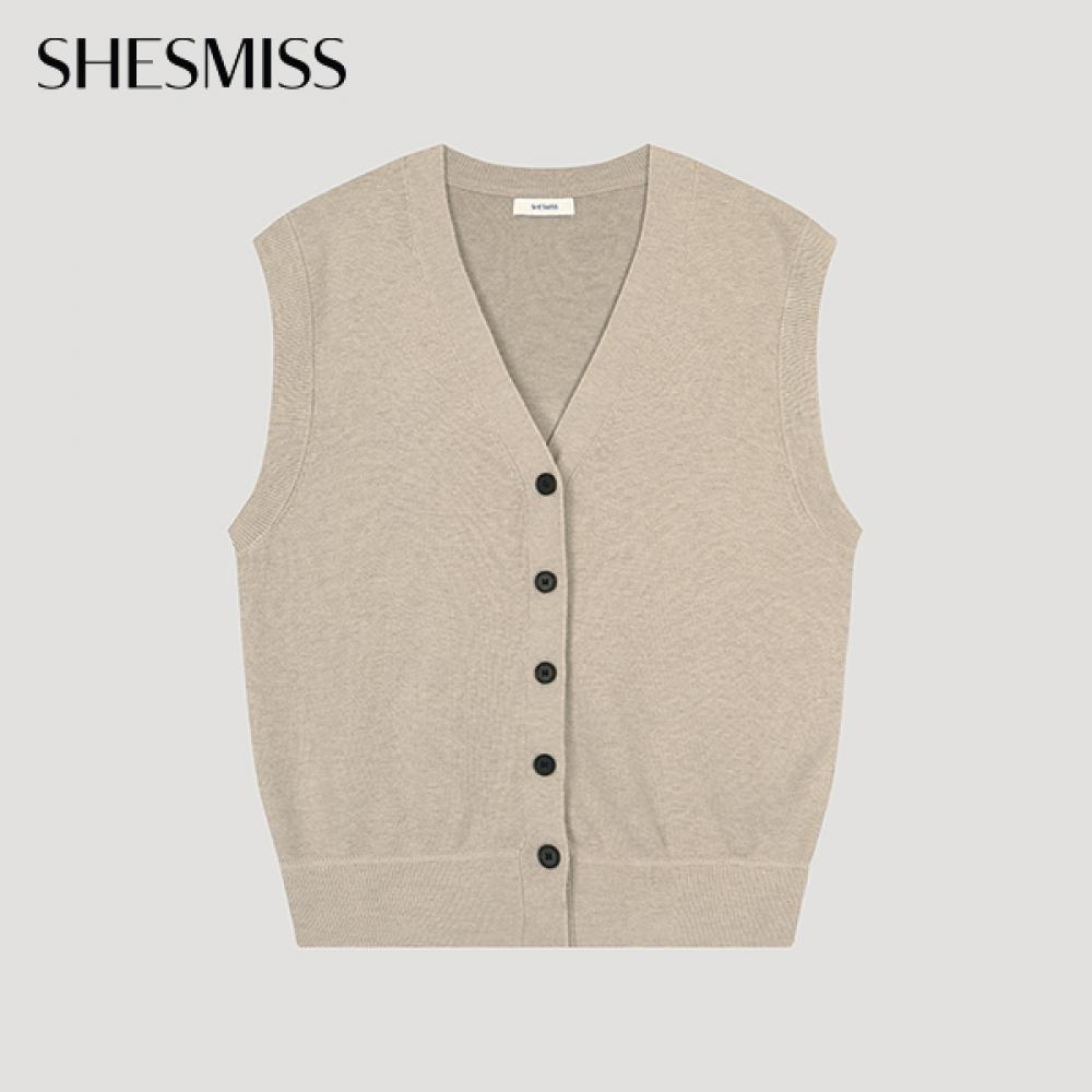 

She S miSS V Neck Button Up Knit VeSt SSkVto32510 Cr creamy/55