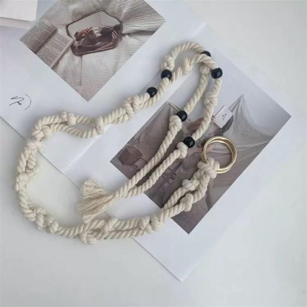 Beads Rope Waistband Tie Up Pack Thread Waist Belt Fashion Coarse Rope Belt Streetwear