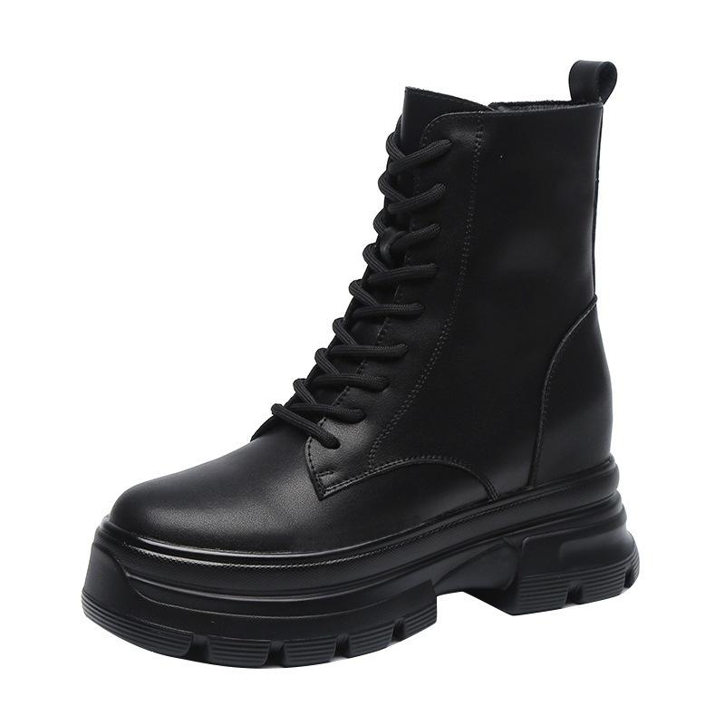 Martin Boots Women's and Women's Autumn and Winter Platform Short Boots Fashionable and Simple Leather Boots