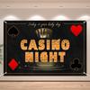 Casino Night Party Backdrop Banner - Las Vegas Poker Dice Theme Background Decor for Adult Family Friends Gathering Game