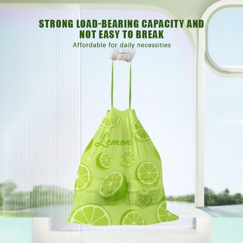 Durable Drawstring Trash Bags 50/100 Pack Lime Green Printed Tear-Free Garbage Sacks for Home Kitchen Bathroom Cleaning