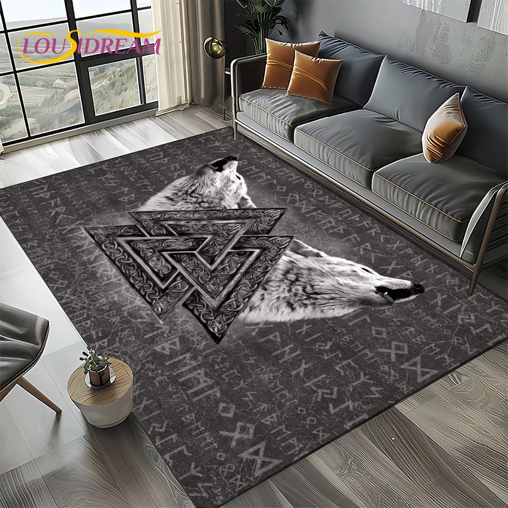 Odin Simbolo Vichingo Valknut Nordico Valhalla Tappeto Tappetino per Soggiorno Camera da Letto Casa Decorazione Divano, Tappeto da Area Tappetino Antiscivolo per Pavimento