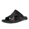 Premium Leather Sandals Summer Fashion Trend New Dual-purpose Driving Foot Cover One-word Drag Men's Travel Beach Shoes