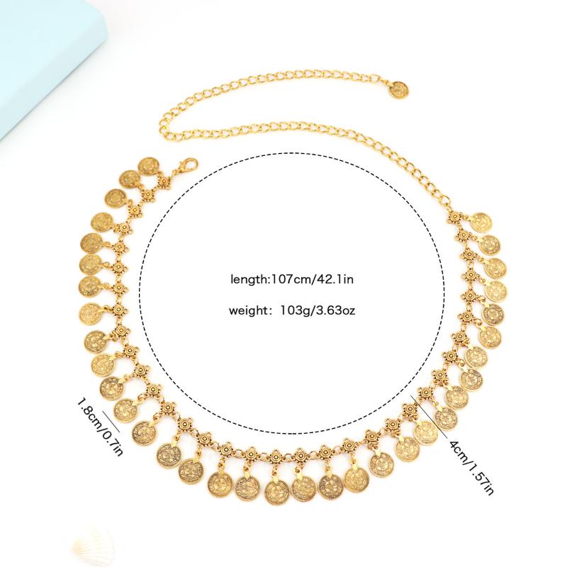 Vintage Ethnic Style Tassel Coin Waist Chain Women  Decorative Belt For Dress Adjustable Jewelry