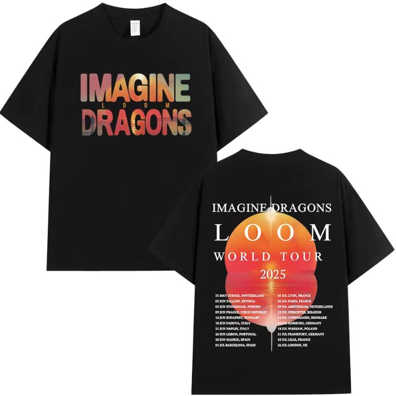 Camiseta de Música del Álbum de Rock Imagine Dragons Moda Hip Hop Camiseta Unisex Mujer Algodón Comodidad Manga Corta Camisetas Streetwear