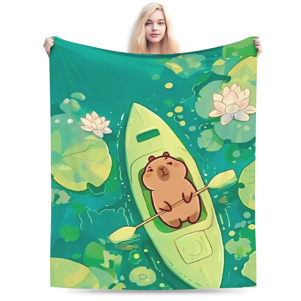 Capybara  Blankets  Warm Soft Street Trend Plush Throw Blanket For Kids Home Decor Flannel Bedspread Bed Cover