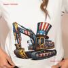 Patriotic Construction Excavator T Shirt American Flag Digger Top for Bold USA S Unique Independence Day Apparel Vintage Unisex
