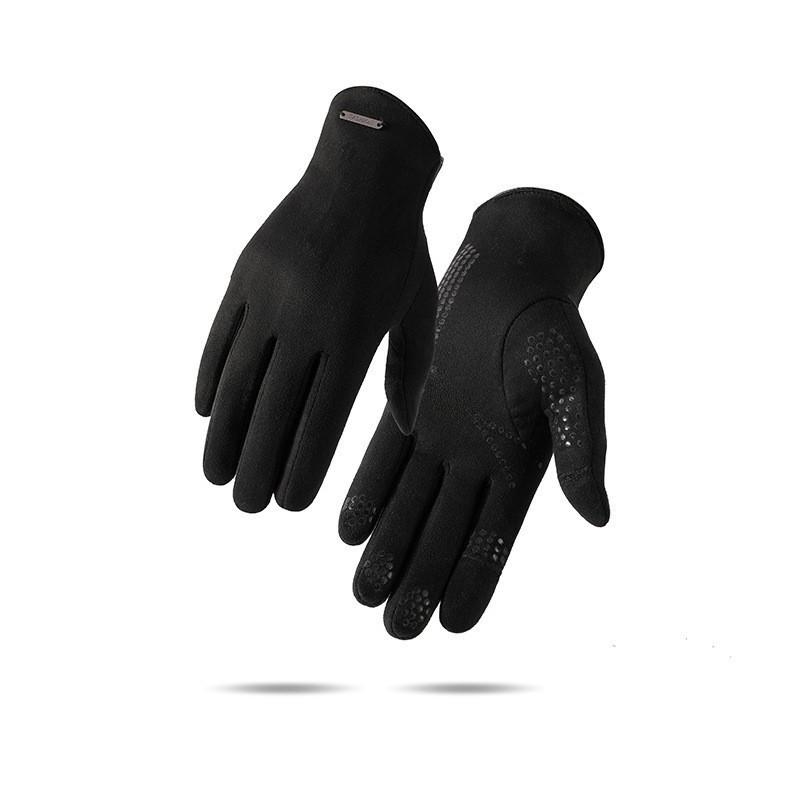 Men Women Suede Touchscreen Gloves Winter Warmth Windproof Fashion Casual For Commuting WomenBlack