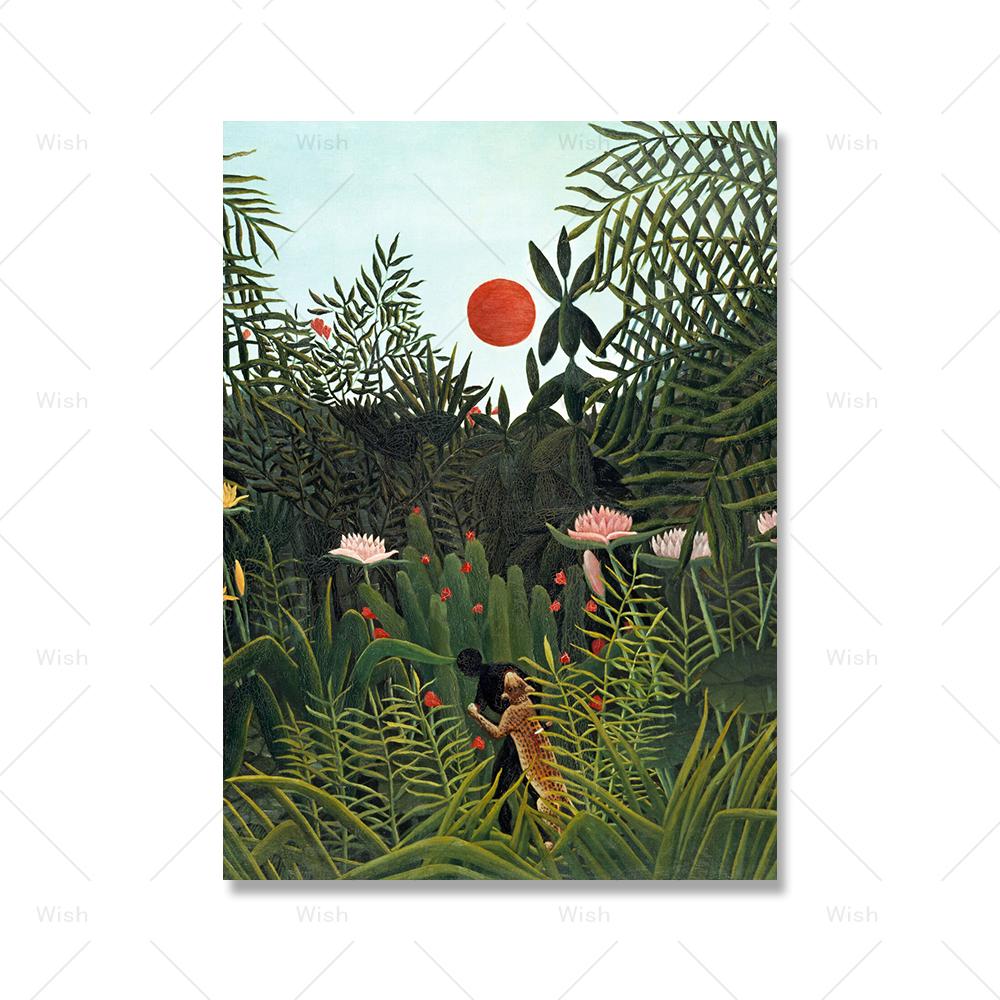 Famous Henri Rousseau Landscape Canvas Painting Modern Forest Posters and Prints Wall Art Picture for Living Room Home Decor