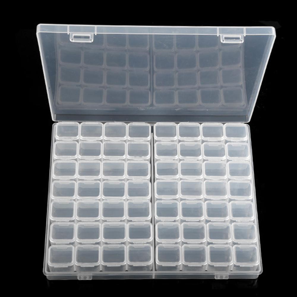 1pc 28/32/48/56/64 Slots Plastic Storage Box, DIY Diamond Painting Beads Charms Jewelry Accessories Organizer Box