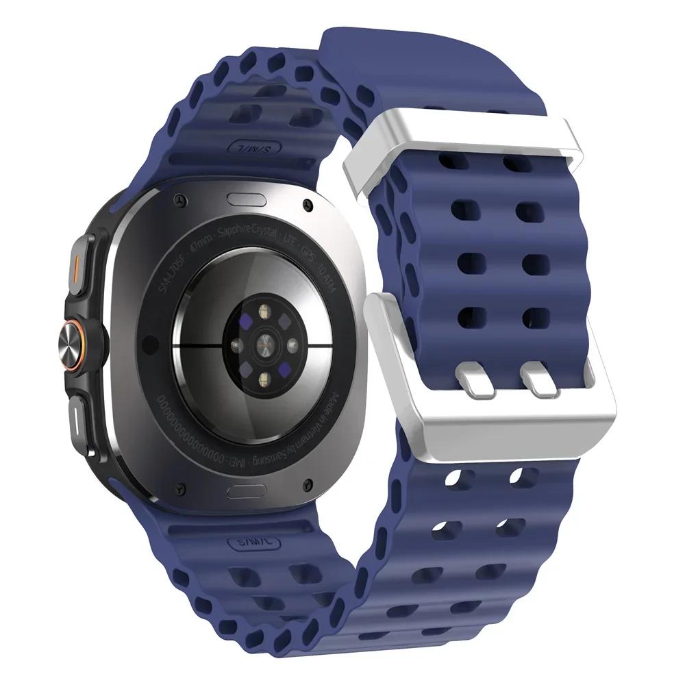 Marine Band For Samsung Galaxy Watch Ultra 2025/7 Ultra Accessories Two Color Sport Silicone Bracelet Galaxy Watch Ultra Straps