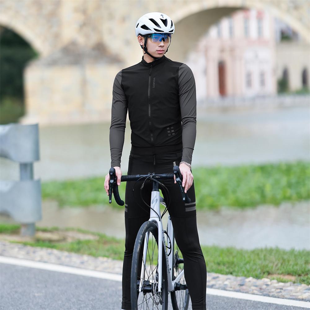 WOSAWE Conjunto de ciclismo masculino de outono, manga comprida, roupas de bicicleta, bicicleta de estrada, meia-calça longa, roupa esportiva para atividades ao ar livre