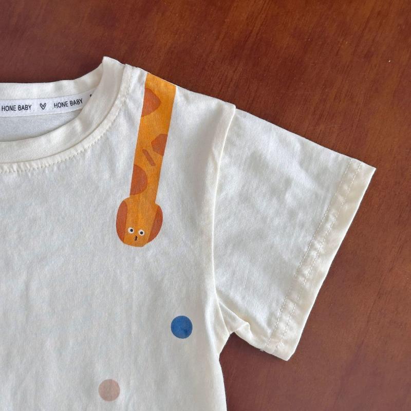 Baby Summer Children's Clothing Boys and Girls Full Cotton Short Sleeve T-shirt+Thin Pants Cartoon Mosquito Pants Two Piece Set