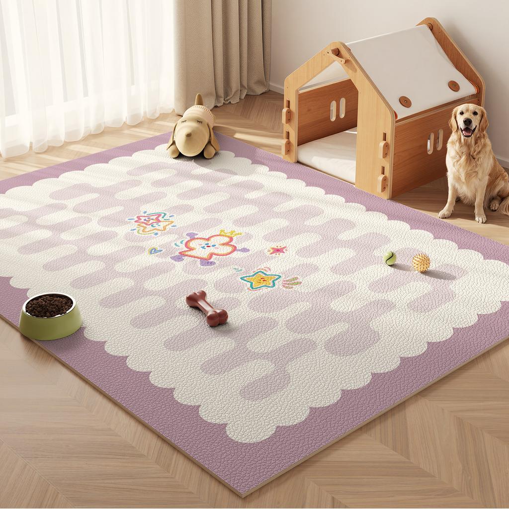 VIKAMA White Plaid Pet Mat Non Slip Waterproof Floor Rug for Dog Cat Bed Crate Kennel Washable Reusable Pet Friendly