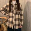WTEMPO Autumn Winter Thickened Plush Plaid Shirts Women's Vintage Chic Loose Casual Warm Shirt Coats with Buttons