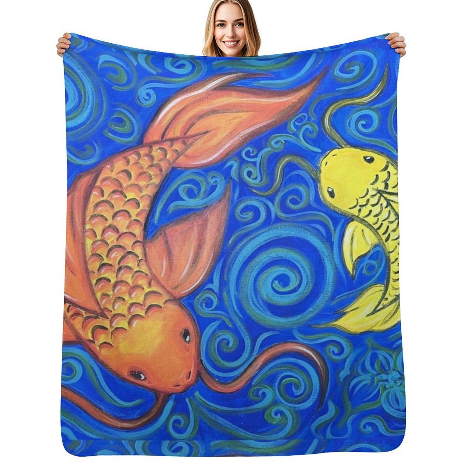 

Mother Koi Throw Blanket Elegant Warm Throw Blanket for Hotel Home 102x76cm(40x30in)