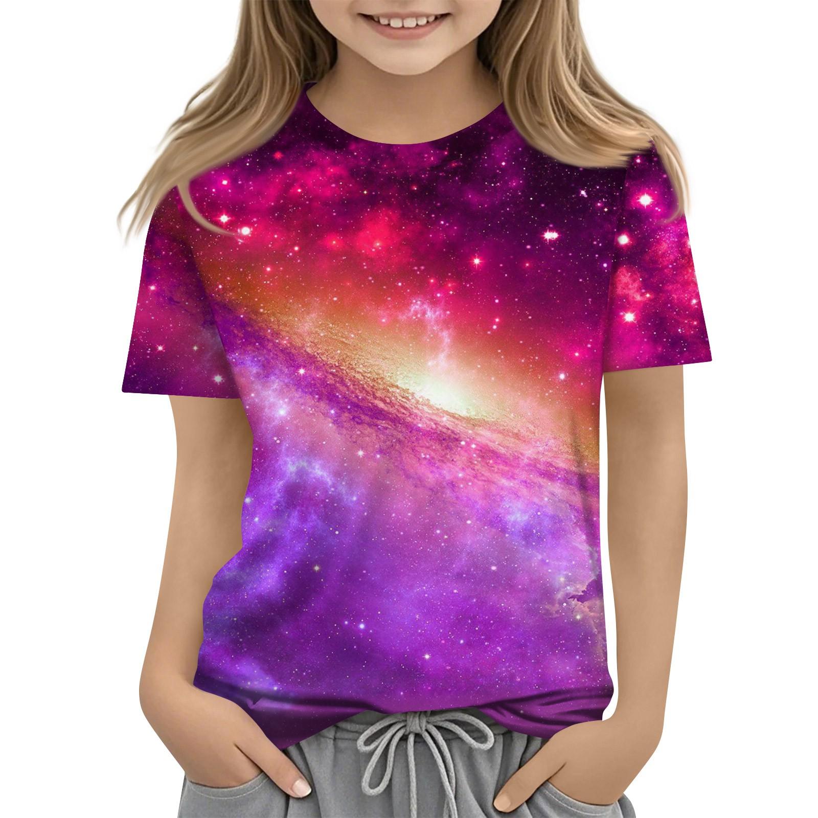 

Футболка для малышей, девочек и мальчиков, симпатичные футболки с принтом звездного неба, детские рубашки 1-15 лет 160