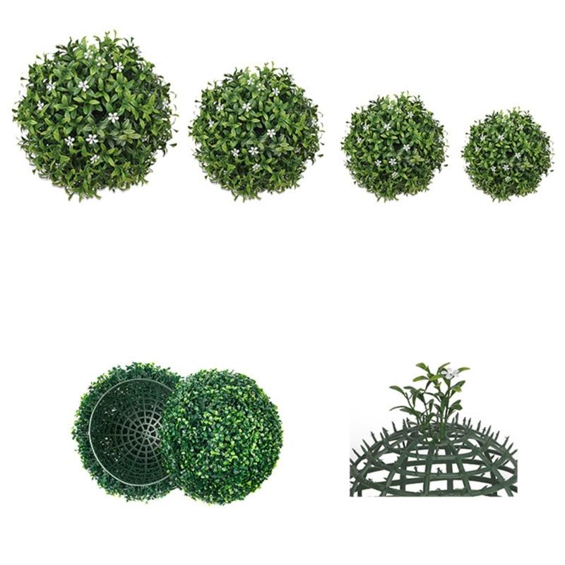 Artificial Topiary Plant Ball With Realistic Flower Hanging Plastic Grass Sphere For Wedding Garden Backyard Decoration
