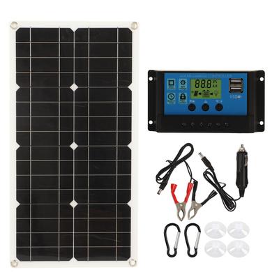 25W Solar Panel IP65 Waterproof 12V 24V Adaptive High Power Over Charge Protection for RV Car Boat Trailer 10A