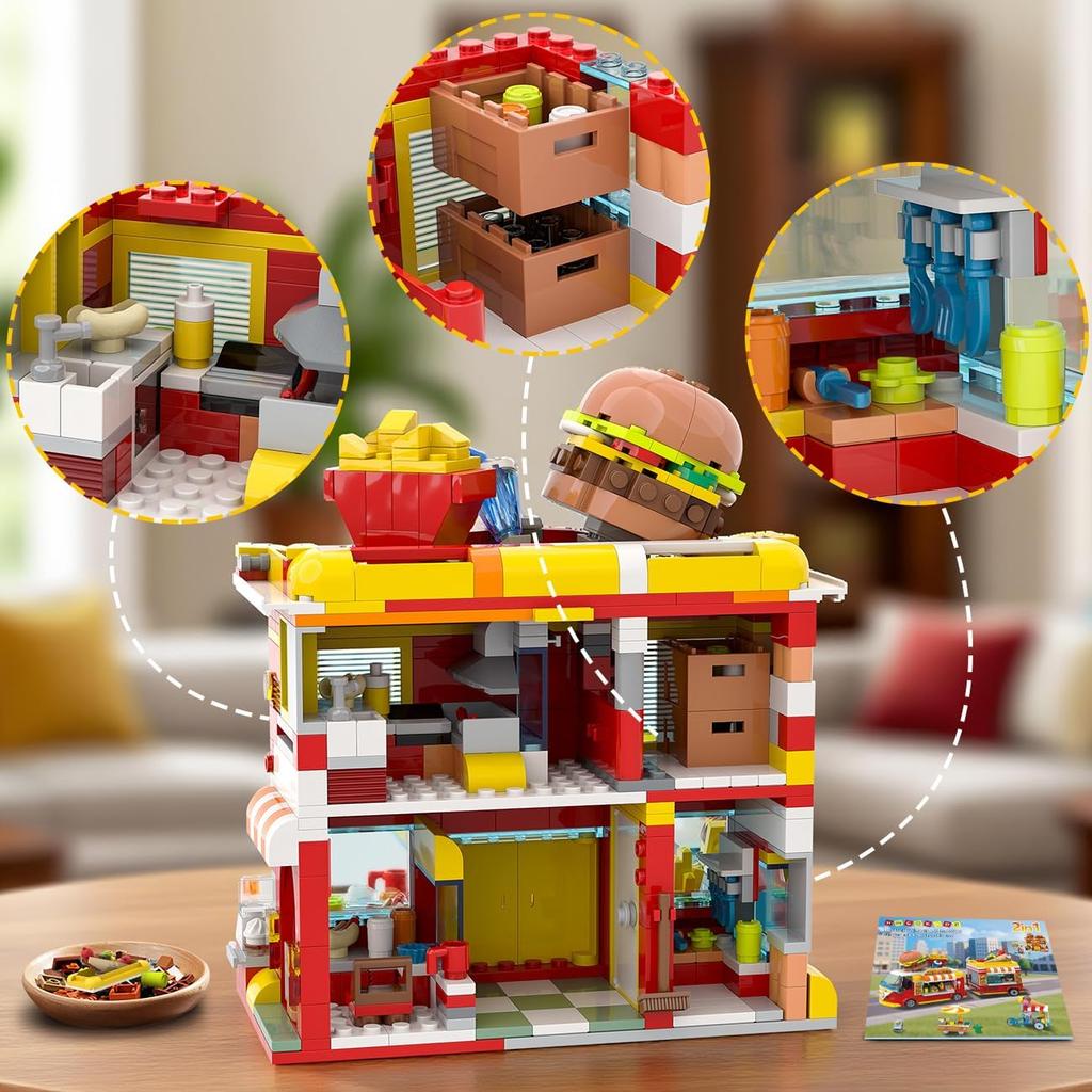 HOGOKIDS 2 in 1 City Burger Truck Shop House Kit
