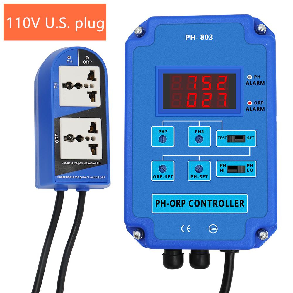 Digital 2&1 PH ORP Monitor Redox Controller w/ Output Power Relay  for Aquarium Hydroponics Plant Pool Spa BNC Replaceable probe