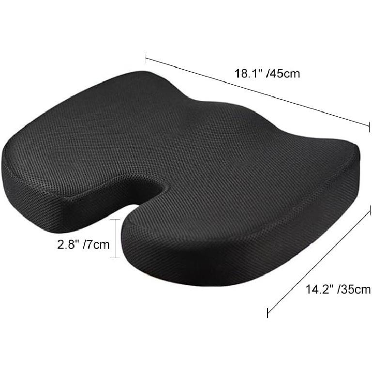 DITSONEO Memory Foam Seat Cushion for Office Chairs & Car Seat, Anti-Slip Ergonomic Chair Cushion for Pressure Relief, Back Support