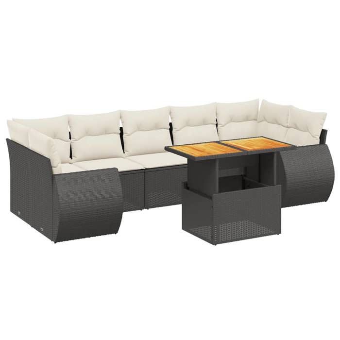 VidaXL Salon de Jardin avec Coussins 8 pcs, Canapés de Terrasse, Ensemble de Meubles de Patio, Mobilier d'Extérieur, Noir 3272106