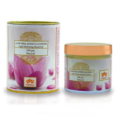 Gel facial hidratante com aloe vera, mel e açafrão (100g), Gel Facial Hidratante Leve de Aloe Vera, Mel e Açafrão,