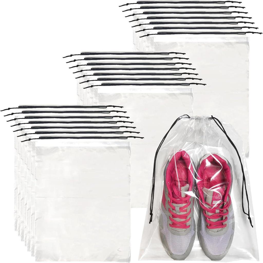 Waterproof Transparent Drawstring Shoe Bag for Travel