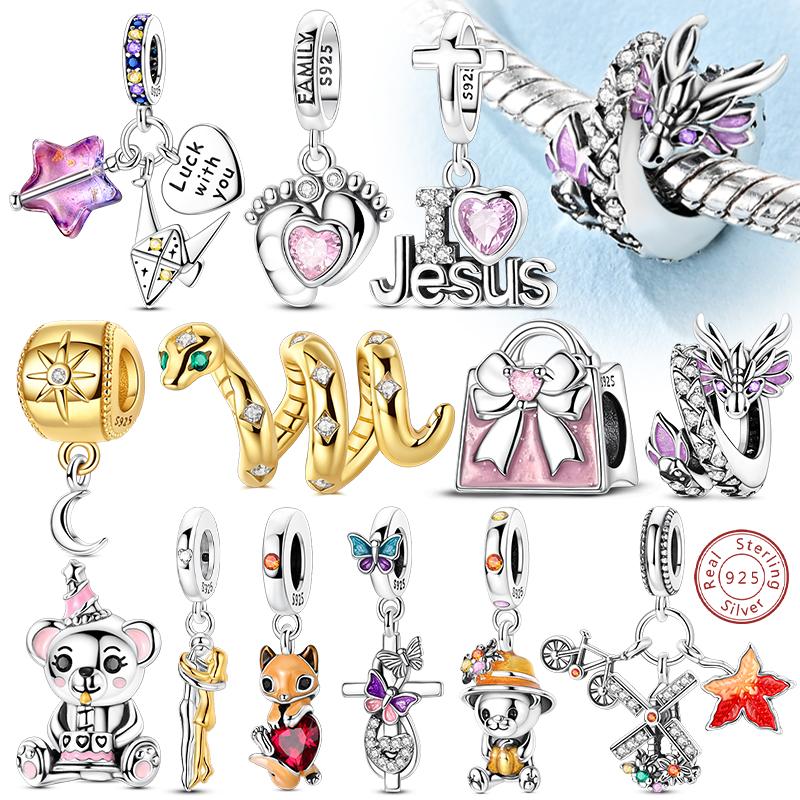 Original Copper Charms Beads Pendants Maple Leaf Squirrel Butterfly Cat Beads Fit Bracelets Women Jewelry Accessory