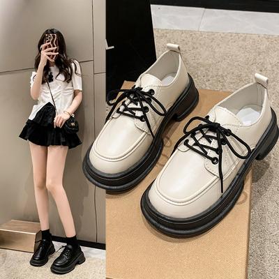 Fashion Women's Spring and Autumn Thick-soled Small Leather Shoes Casual Shoes British Style Fashionable and Versatile
