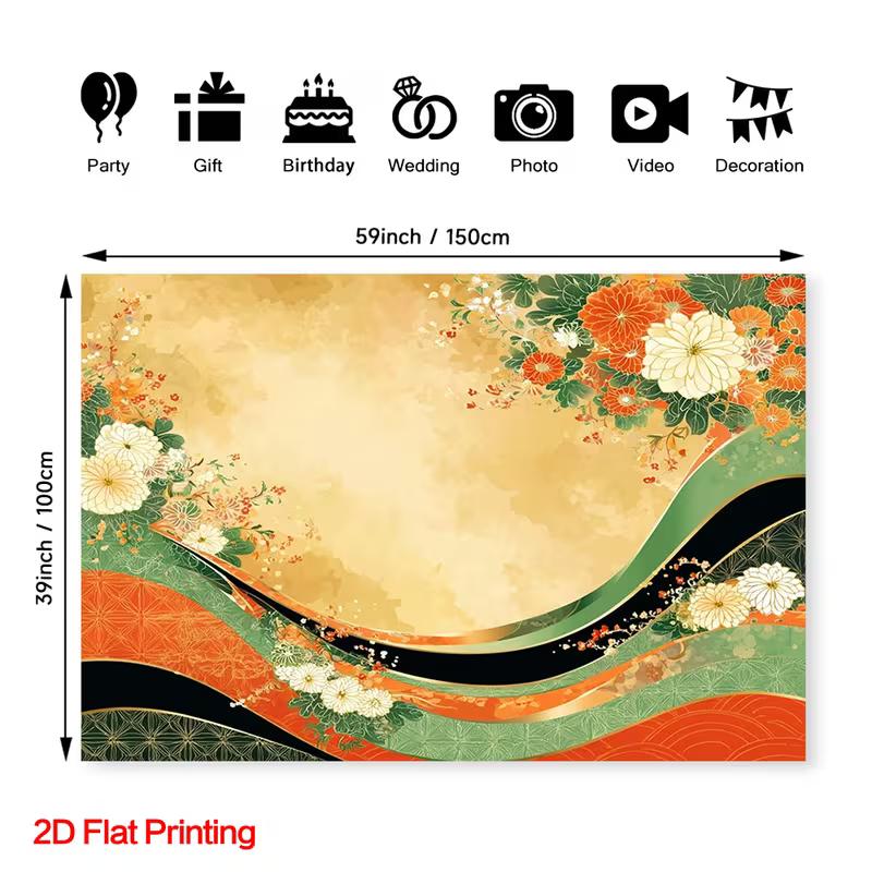 2D Traditional Japanese Kimono Backdrop for Themed Party