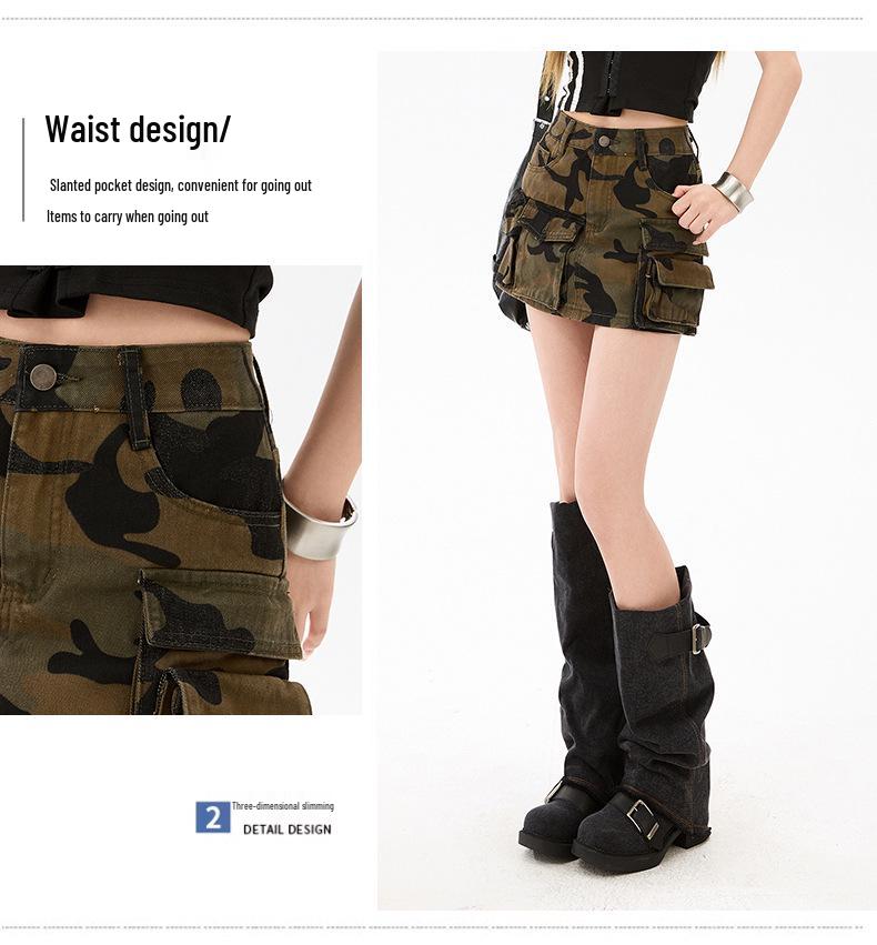 2026 Spring Women's Spicy Workwear Multi-Pocket Denim Mini Skirt