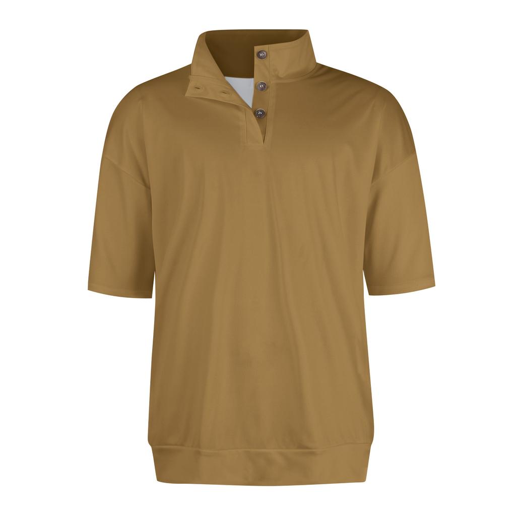 Letní pánská košile s krátkým rukávem na knoflíky se stojáčkem, ležérní módní top